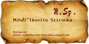 Mihálkovits Szironka névjegykártya